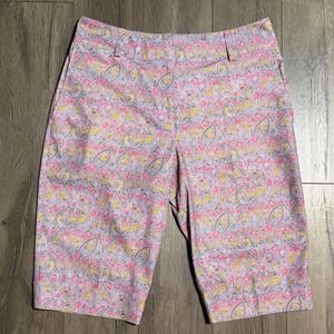 Nike Golf Fit Dry Purple Paisley Floral Shorts Womens 12 Performance Athletic